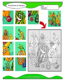 Puzzle Kes Yapıştır Çalışma Sayfaları